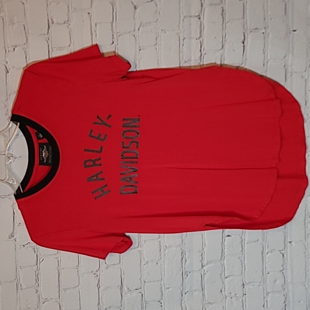 Red Size Small Short Sleeve Harley Davidson T Shirt Spellout